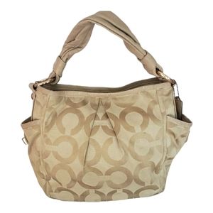 COACH Large Parker Op Art Rose Gold Hardware Jacquard and Leather Hobo Satchel